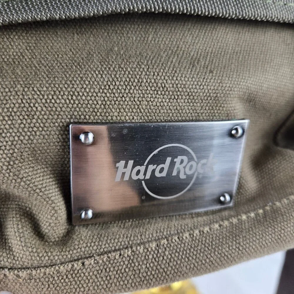 Hard Rock Olive Green Messenger Bag Laptop 100% Cotton Buckles Top Handle Strap